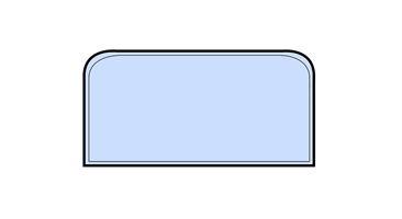 Frontplate 600x350x6 mm klart glass m/fasett