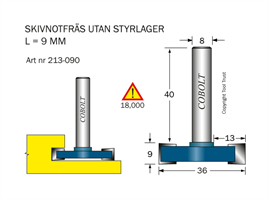 Skivnotfräs L=9 D=36 S=8