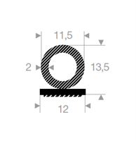 Lukeprofil 12x13,5 mm sort - Løpemeter