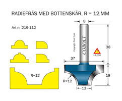 Radiefräs R=12 L=19 S=8