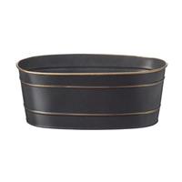 Plåtskål oval svart m guldkant 12x24cm