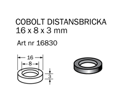 Distansring 16 x 8 x 3 mm