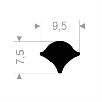 Låselist nr 2 EPDM sort - Løpemeter