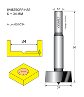 Kvistborr HSS D=34 TL=90 S=10