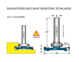 Skivnotfräs L=6 F=8.5 D=36 S=8