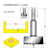 Kvistborr HSS D=51 TL=90 S=9