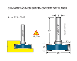 Skivnotfräs L=10 F=12 D=36 S=8