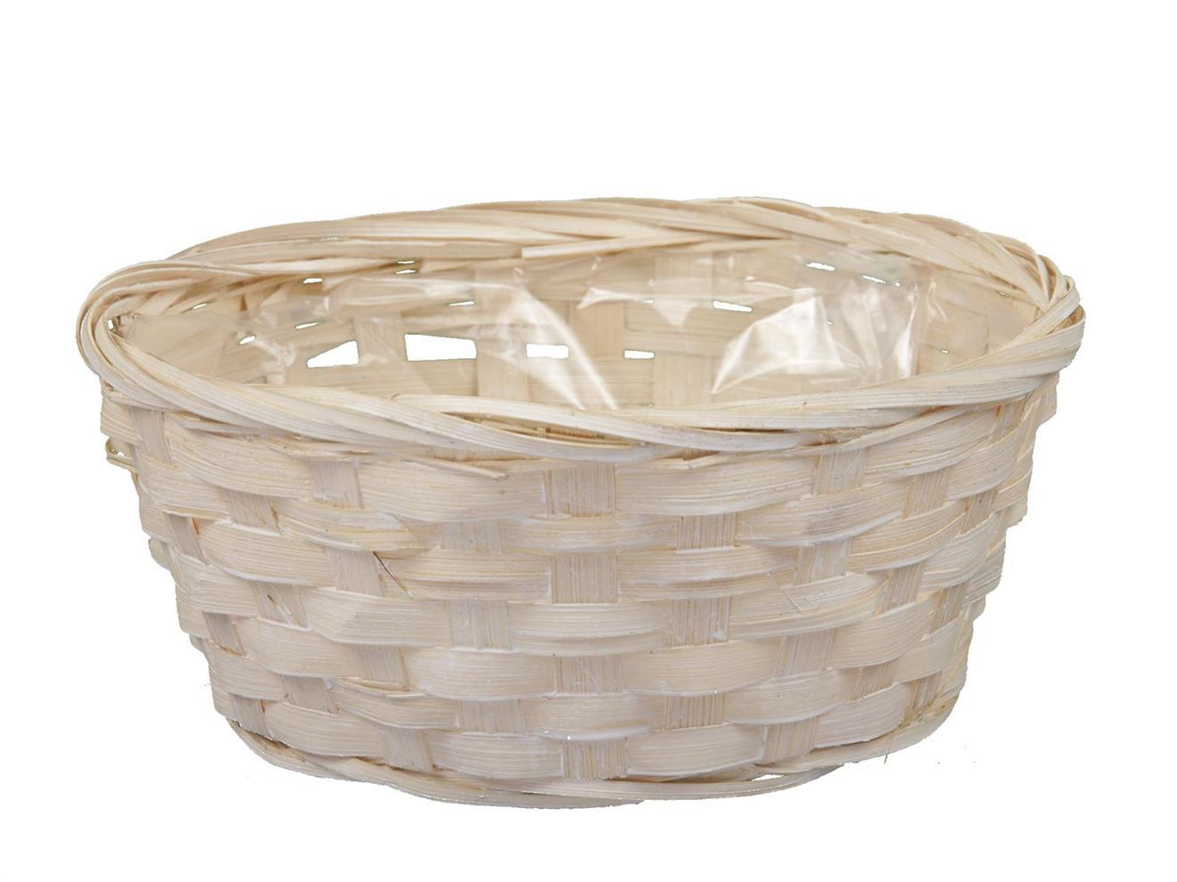 Planteringskorg bambu natur/vit D20cm