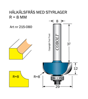 Hålkälsfräs R=8 L=12 D=29 SL=37 S=8