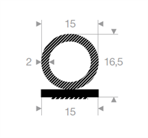 Lukeprofil 15x16,5 mm sort - 50 meter