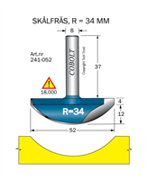 Skålfräs R=34 D=52 L=16 TL=53 S=8