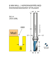 Mallfräs D=8 L=20, undermått 2 mm