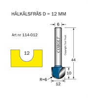 Hålkälsfräs R=6 D=12 L=10 TL=44 S=6