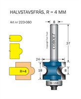 Halvstavfräs R=4 L1=8 L2=18 D=24 S=8