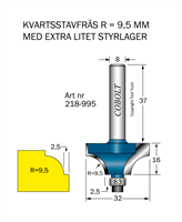 Kvartsstavfräs R=9.5 D=32 L=16 S=8