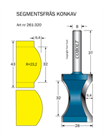 Segmentfräs L=32 R=23.2 F=6.4 S=8