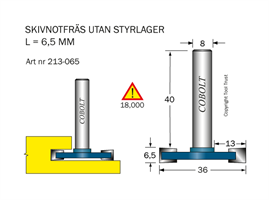 Skivnotfräs L=6.5 D=36 S=8