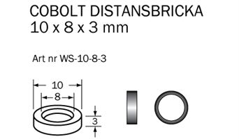 Distansbricka 10 x 8 x 3 mm