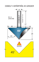 V-spårfräs 45° L=24 D=48 S=8