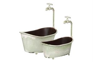 Badkar med kran antikgrön 2set