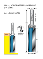 Mallfräs D=16 L=52 TL=92 S=8