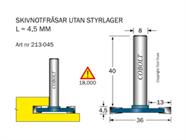 Skivnotfräs L=4.5 D=36 S=8