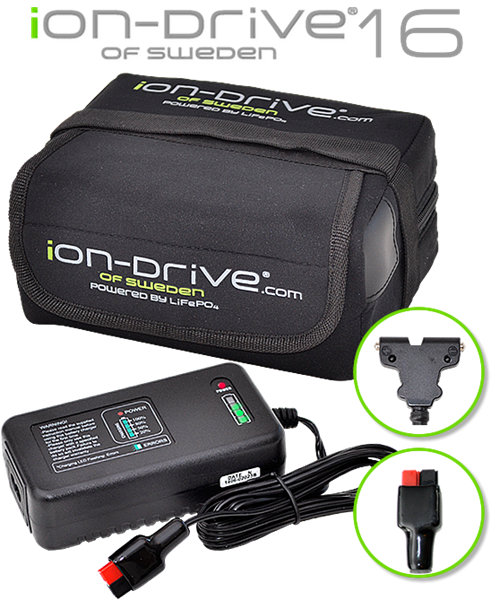 iON-Drive 16 Ah/12V v1.5 Litiumbatteri & Laddare