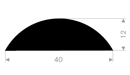 D-profil 40x12 mm sort TPE - Løpemeter