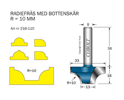 Radiefräs R=10 L=16 S=8