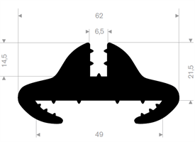 Klemprofil 6,5+49 mm sort EPDM - 25 meter