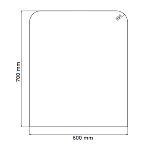 Underlagsplate 600x700x6 mm klart glass