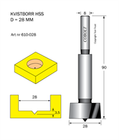 Kvistborr HSS D=28 TL=90 S=8