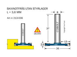 Skivnotfräs L=3.6 D=36 S=8