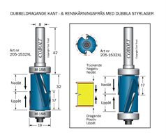 Kantfräs dubbeldragande D=19 L=32 TL=74 S=8