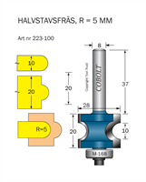 Halvstavfräs R=5 L1=10 L2=20 D=28 S=8