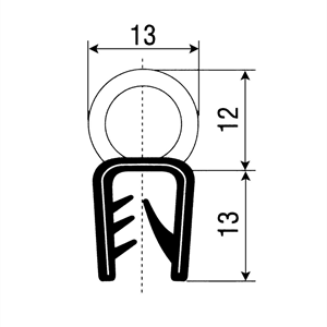 Kantprofil ST 63.601 sort (3-5 mm) - Løpemeter