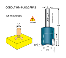 HM Pluggfräs D1=16 D2=26 S=8