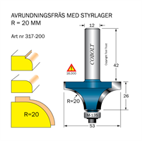 Avrundningsfräs R=20 D=53 L=26 S=12