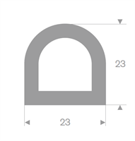 D-profil 23x23 mm grå TPE - 25 meter