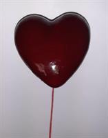 Hjärta 6,5cm mörkröd på skafttråd 24/fp