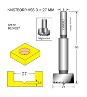 Kvistborr HSS D=27 TL=90 S=8