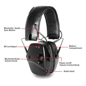 Hörselskydd EM030B. Bluetooth. Svart.Siliconringar