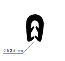 Kantprofil 10x13 mm sort (0,5-2,5 mm) - Løpemeter