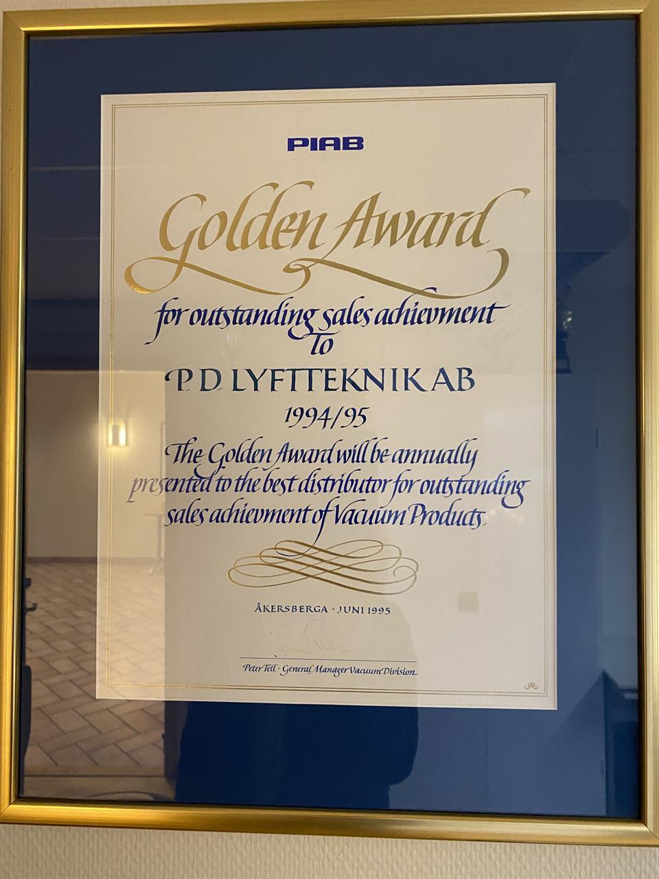 PD Lyftteknik Golden Award