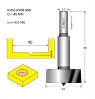 Kvistborr HSS D=45 TL=90 S=10