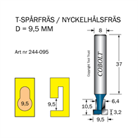 T-Spårfräs D1=9.5 D2=6.4 L=10.5 S=8