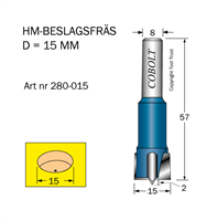 HM Beslagsfräs D=15 TL=57 S=8