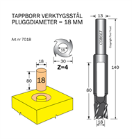 Tappborr D=18 TL=140 S=13