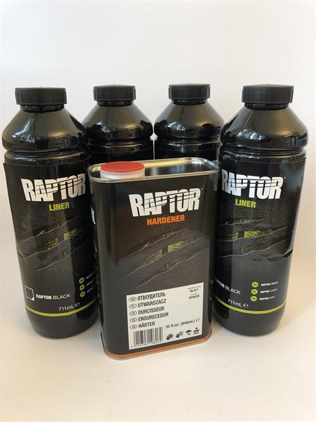 Raptor Tough &amp; Protective Bed Liner Black 4 Liter Kit, RLB/S4