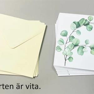 Kort SP 12,5x12,5cm grön gren kuvert 10/fp